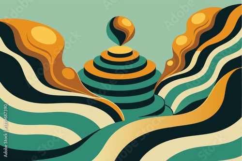 Abstract Rice Terraces Illustration