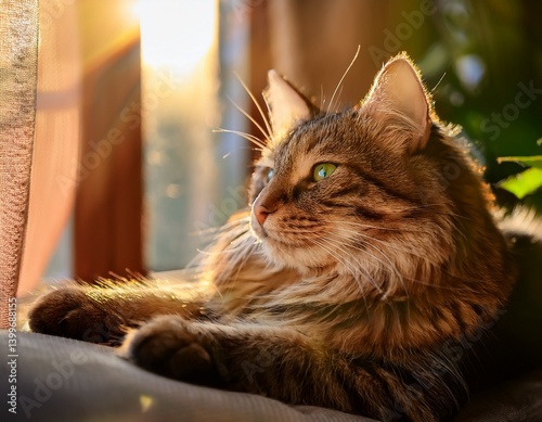 Katze liegt im Sonnenfleck
