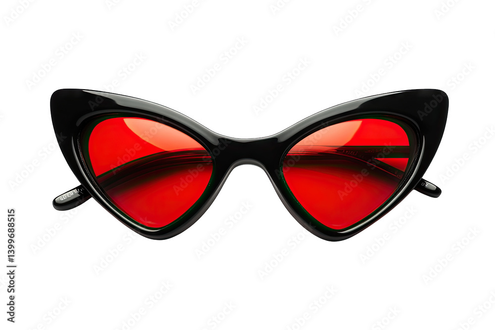 a stylish pair of black cat-eye sunglasses with bold red lenses designed for fashion and sun protection ideal for adding a chic touch to outfits a stylish pair of black cat-eye sunglasses with bold red lenses designed for fashion and sun protection ideal for adding a chic touch to outfits