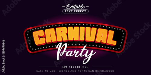 Carnival party 3d editable text effect.