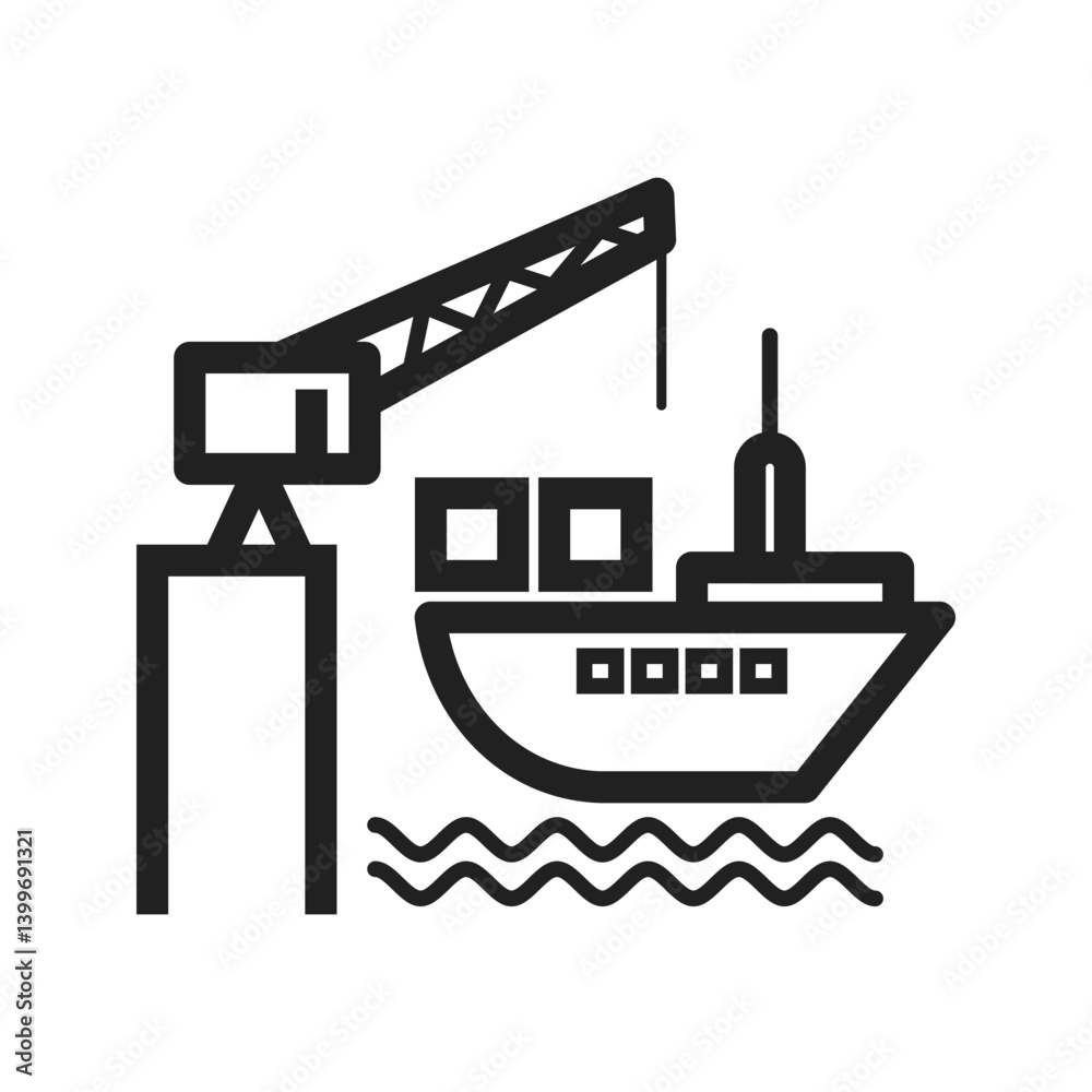 Fototapeta premium Delivery via Shipping icon vector image. Suitable for mobile apps, web apps and print media.