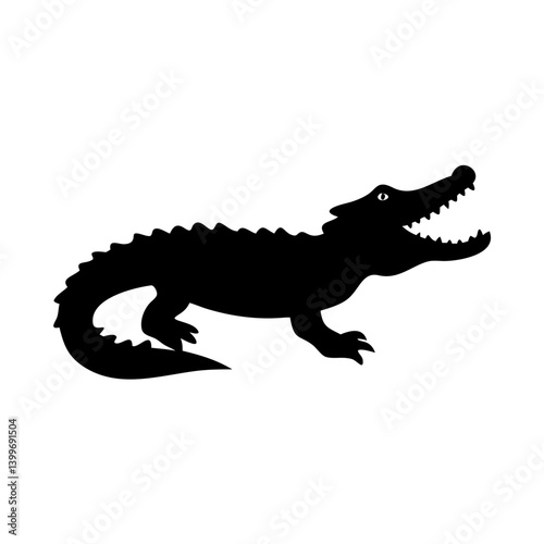 crocodile icon, crocodile silhouette vector illustration-simple silhouette illustration of crocodile, perfect for crocodile logos and icons