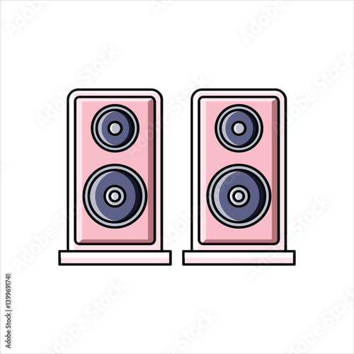 Twin Audio Speaker with Pink Color - Furniture and Interior Icon Set