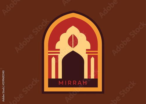 Ramadan background with mosque shape in flat style. mihrab niche arch door logo vector icon illustration