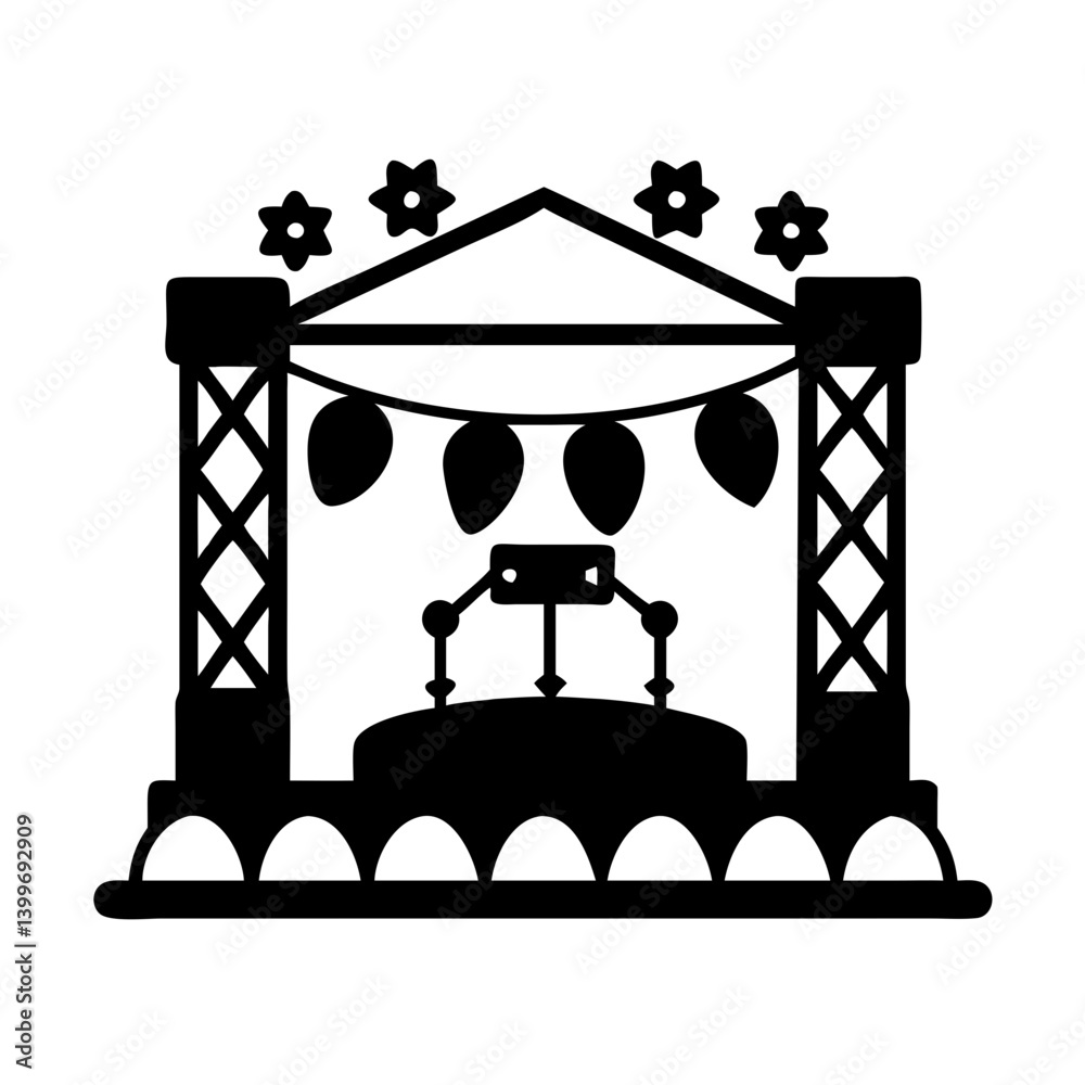 Obraz premium festival stage icon, festival stage silhouette vector illustration-simple silhouette illustration of festival stage, perfect for festival stage logos and icons