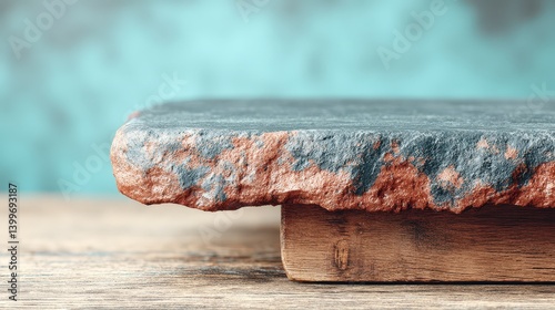 Rustic Stone Top  Wooden Base  Product Display  Tabletop  Mockup  Background  Texture  Gre
