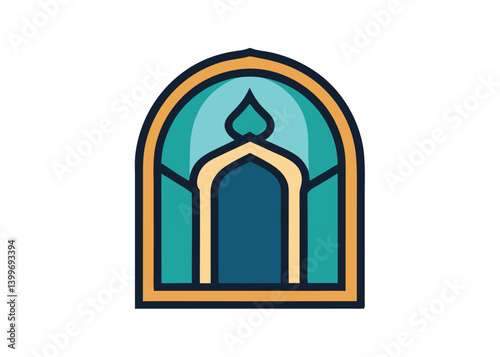 Mosque Moslem icon vector. mihrab niche arch door logo vector icon illustration