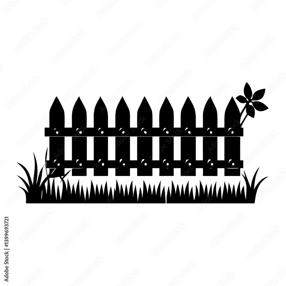 garden fence icon, garden fence silhouette vector illustration-simple silhouette illustration of garden fence, perfect for garden fence logos and icons garden fence icon, garden fence silhouette vector illustration-simple silhouette illustration of garden fence, perfect for garden fence logos and icons