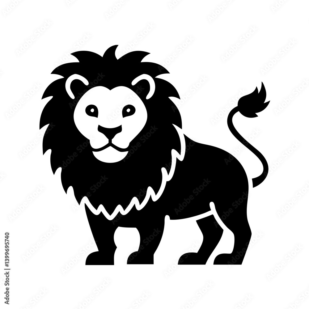 Obraz premium lion icon, lion silhouette vector illustration-simple silhouette illustration of lion, perfect for lion logos and icons
