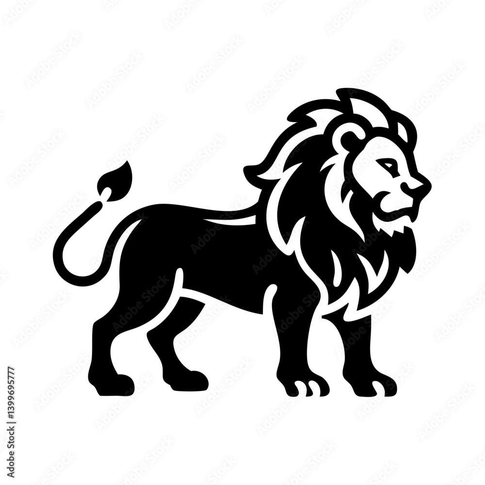 Obraz premium lion icon, lion silhouette vector illustration-simple silhouette illustration of lion, perfect for lion logos and icons