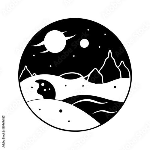 martian landscape icon, martian landscape silhouette vector illustration-simple silhouette illustration of martian landscape, perfect for martian landscape logos and icons
