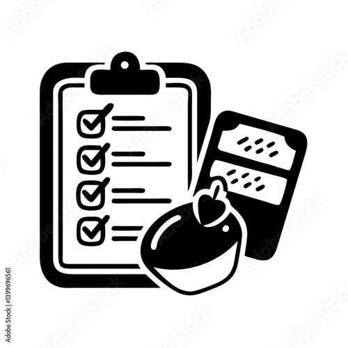 meal plan icon, meal plan silhouette vector illustration-simple silhouette illustration of meal plan, perfect for meal plan logos and icons