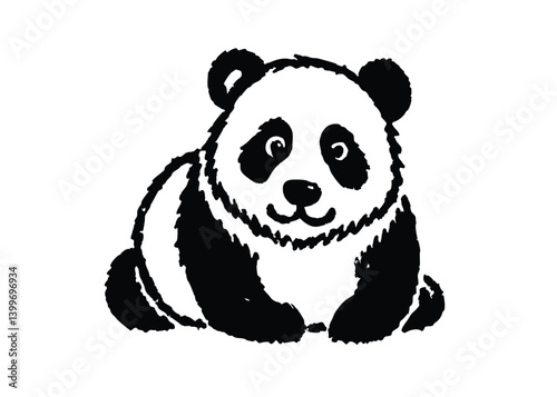 Funny Lazy animal Panda bear silhouette Logo design. Sketch Hand drawn single line art use for logo illustration style.