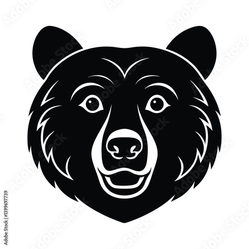 bear head grizzly cute vector art silhouette