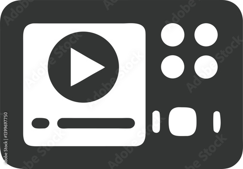 Media Player Icon with Rounded Edges on Transparent Background