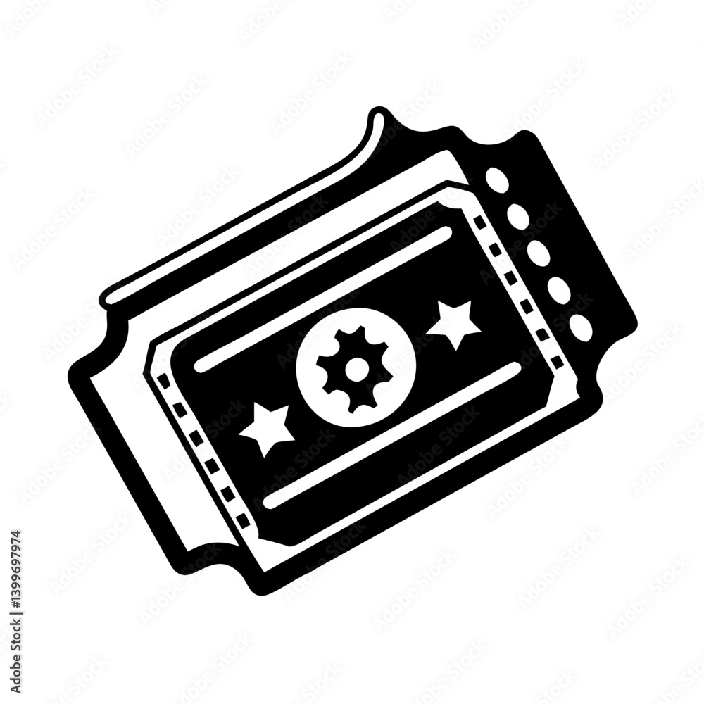 Obraz premium movie ticket icon, movie ticket silhouette vector illustration-simple silhouette illustration of movie ticket, perfect for movie ticket logos and icons
