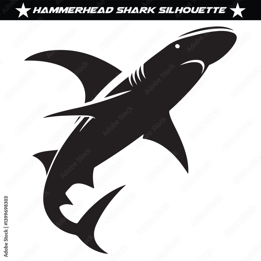 Fototapeta premium Black color hammerhead shark vector design 