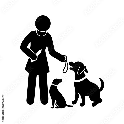 pet owner icon, pet owner silhouette vector illustration-simple silhouette illustration of pet owner, perfect for pet owner logos and icons