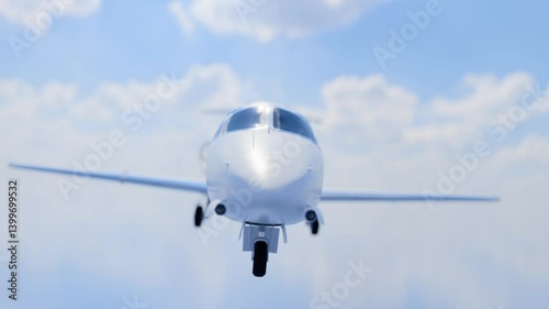 The plane is flying in the clouds