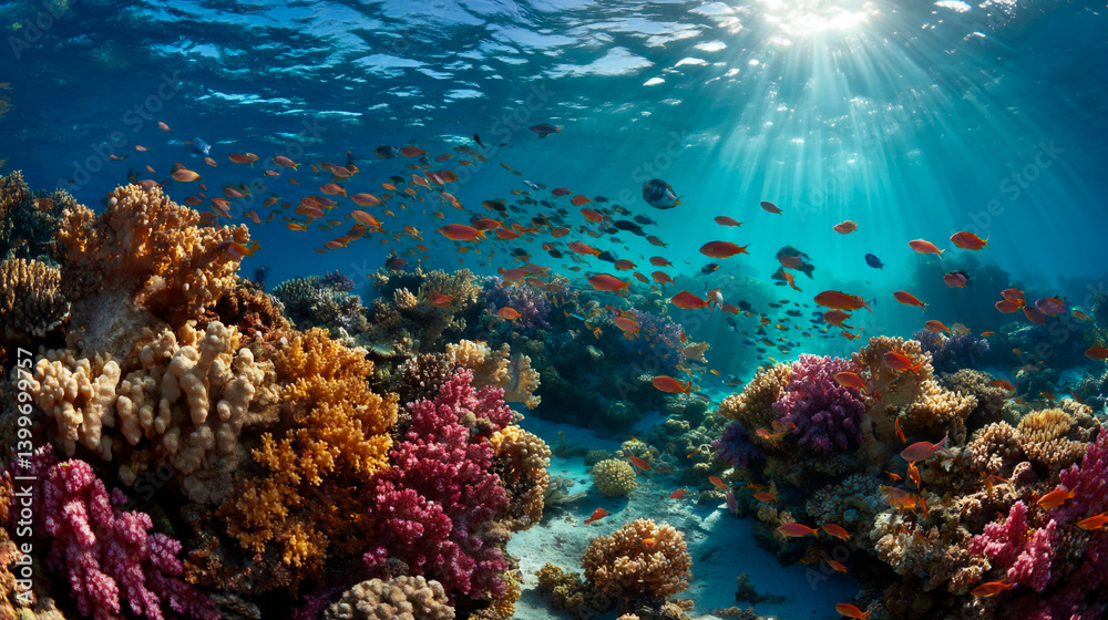 Obraz premium Colorful Marine Sanctuary with Sunlight Streaming Through