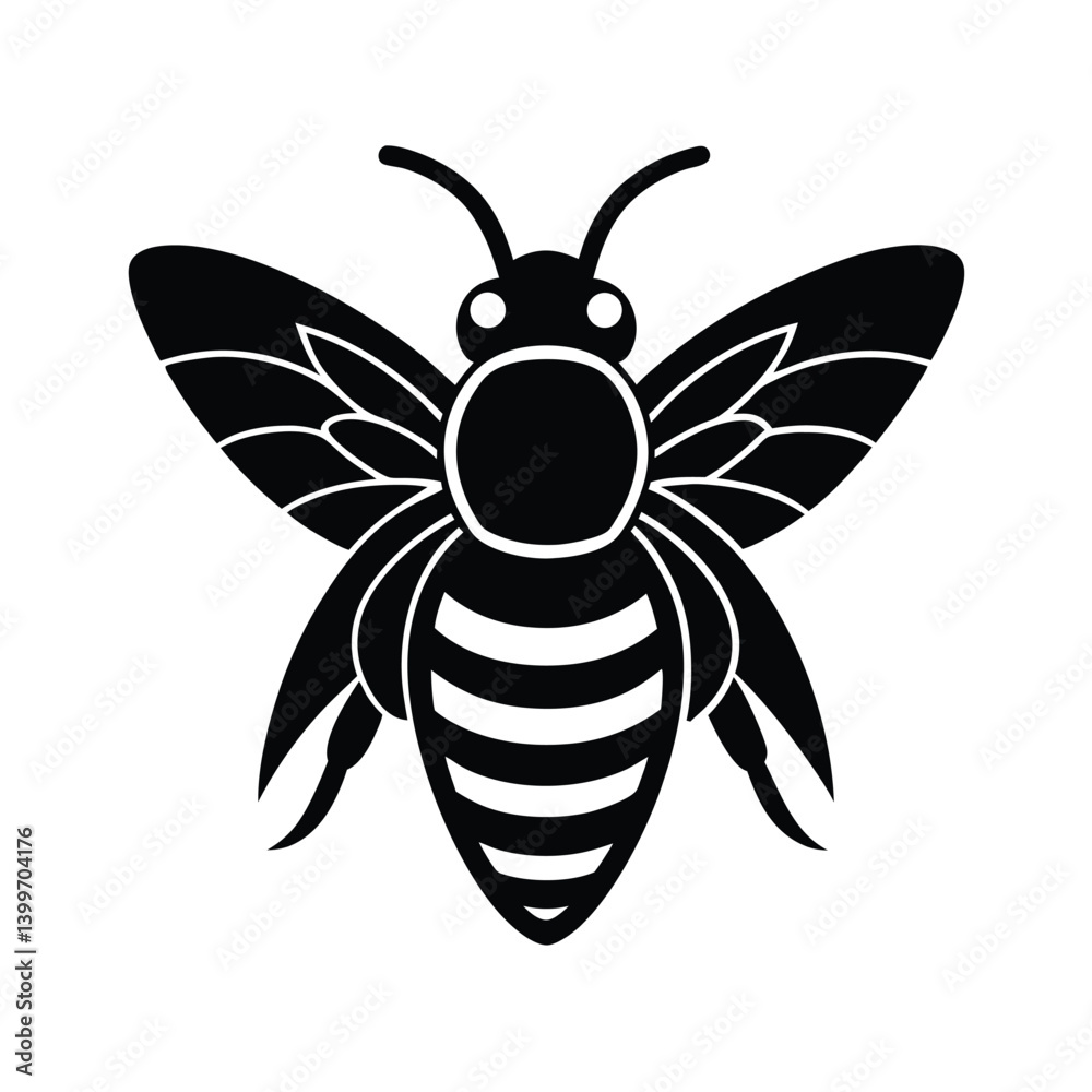 Fototapeta premium bee head antenna vector art silhouette