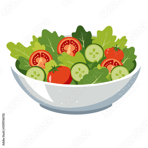 tomato and cucumber salad in a bowl vector icon design
