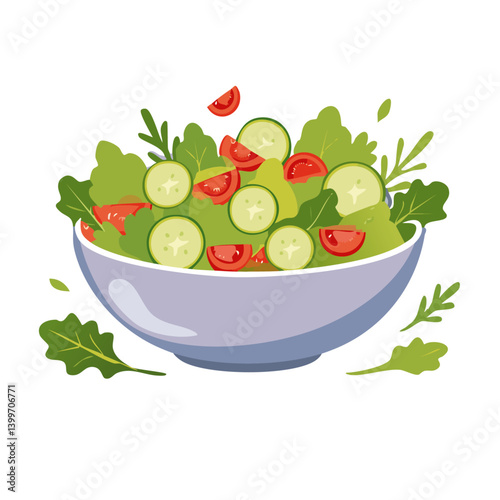 Obraz na płótnie tomato and cucumber salad in a bowl vector icon design w salonie