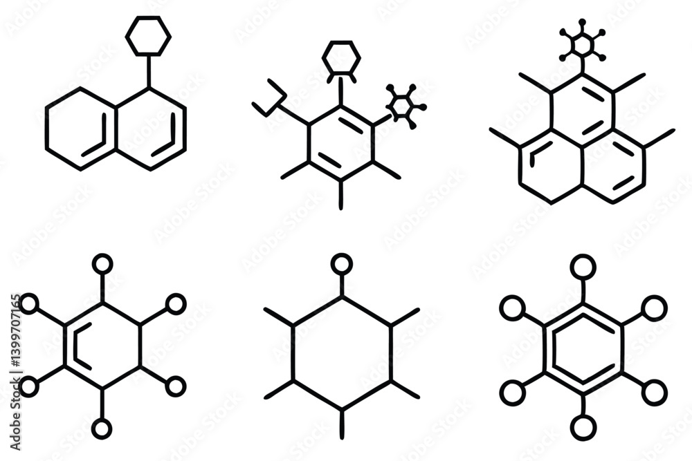 Fototapeta premium Chemical reaction process in science line art design