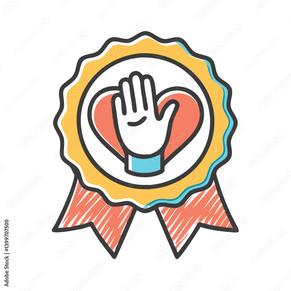Obraz premium volunteer badge icon, volunteer badge vector illustration-simple illustration of volunteer badge, perfect for volunteer badge logos and icons