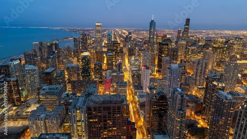 Chicago downtown buildings skyline aerial