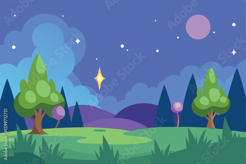 night landscape with forest