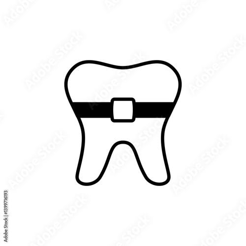 dental braces icon, simple flat style, illustration, logo sign symbol pictogram template, for ui or ux isolated on white for mobile app, editable