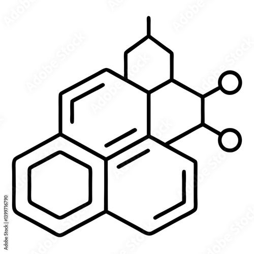 Chemical Compound Outline Coloring Book Page Line Art