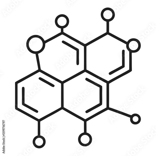 Chemical Compound Outline Coloring Book Page Line Art