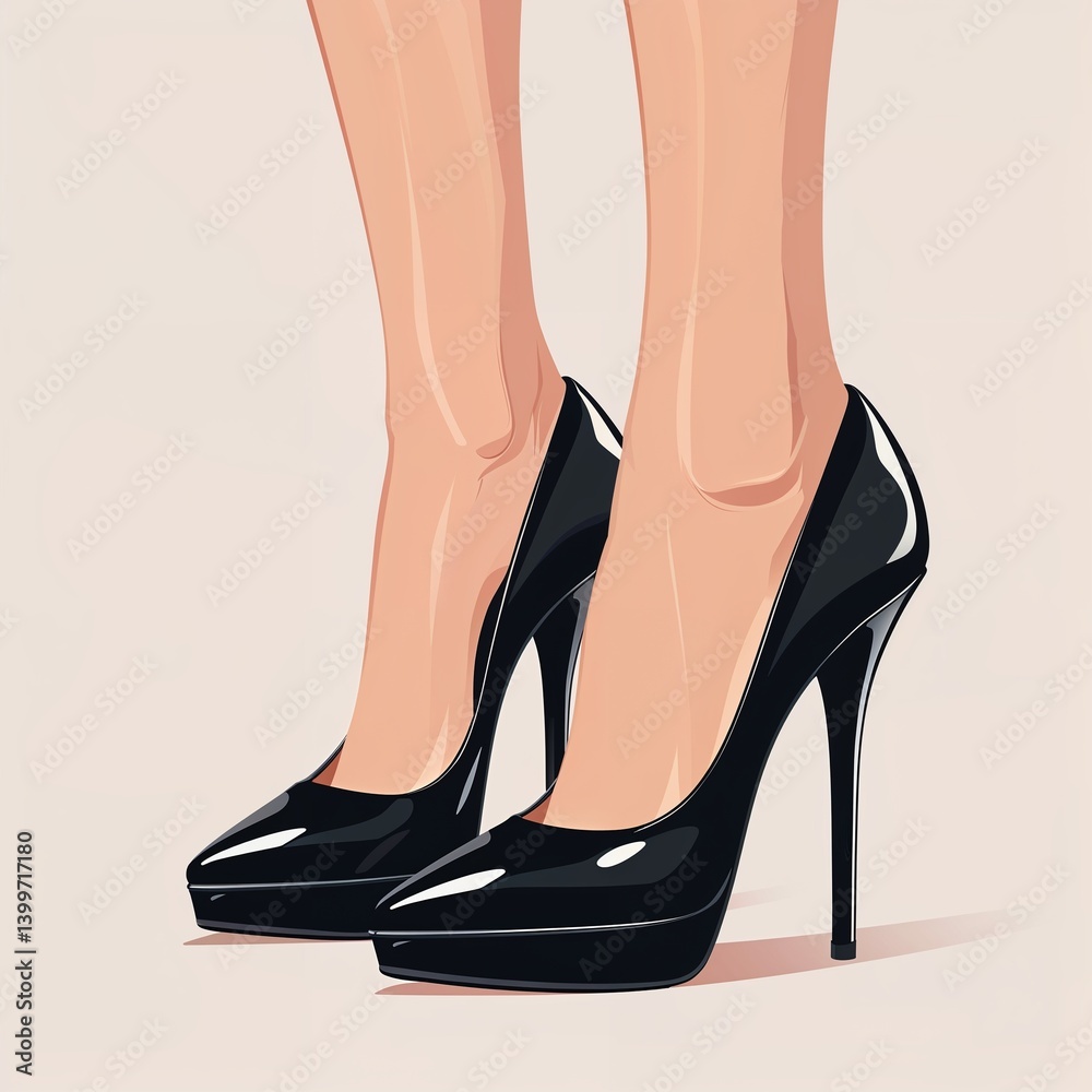 Black stiletto heels vector art illustration on plain white background Black stiletto heels vector art illustration on plain white background