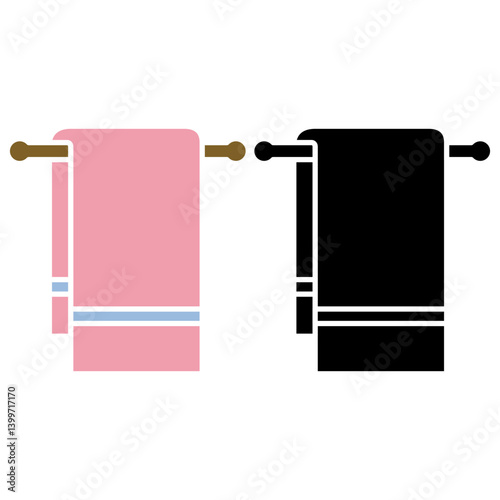 towel rack icon, simple flat style, illustration, logo sign symbol pictogram template, for ui or ux isolated on white for mobile app, editable