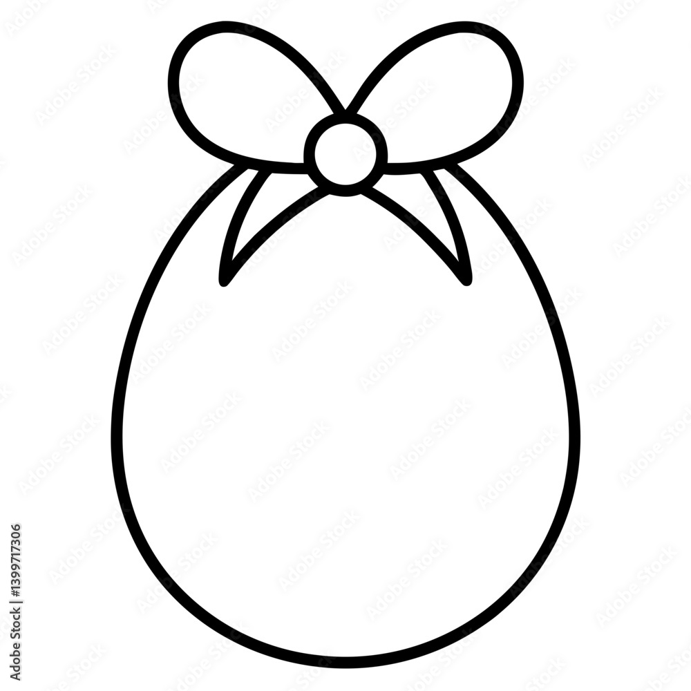 Egg with Bow Outline Coloring Book Page Line Art Egg with Bow Outline Coloring Book Page Line Art