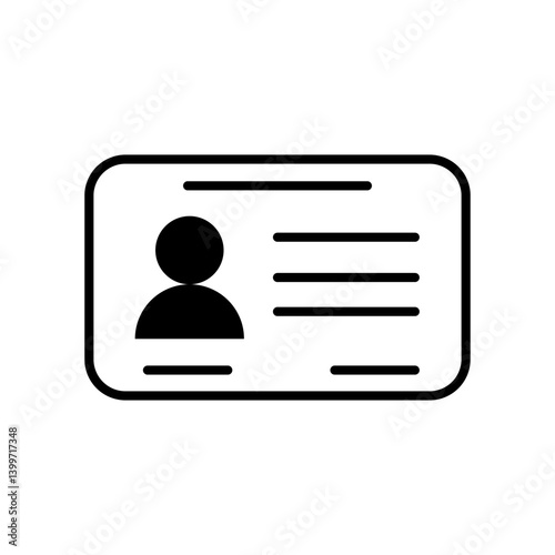 id card icon, simple flat style, illustration, logo sign symbol pictogram template, for ui or ux isolated on white for mobile app, editable