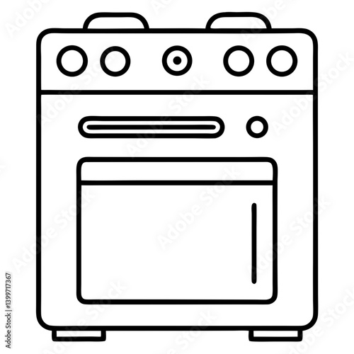 Electric Stove Outline Coloring Book Page Line Art