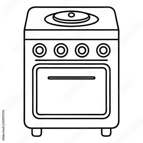 Electric Stove Outline Coloring Book Page Line Art