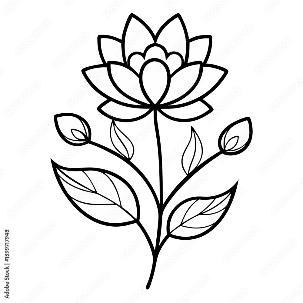 Obraz premium Floral Items Outline Coloring Book Page Line Art