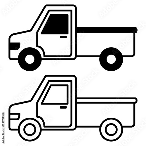 pickup truck icon, simple flat style, illustration, logo sign symbol pictogram template, for ui or ux isolated on white for mobile app, editable