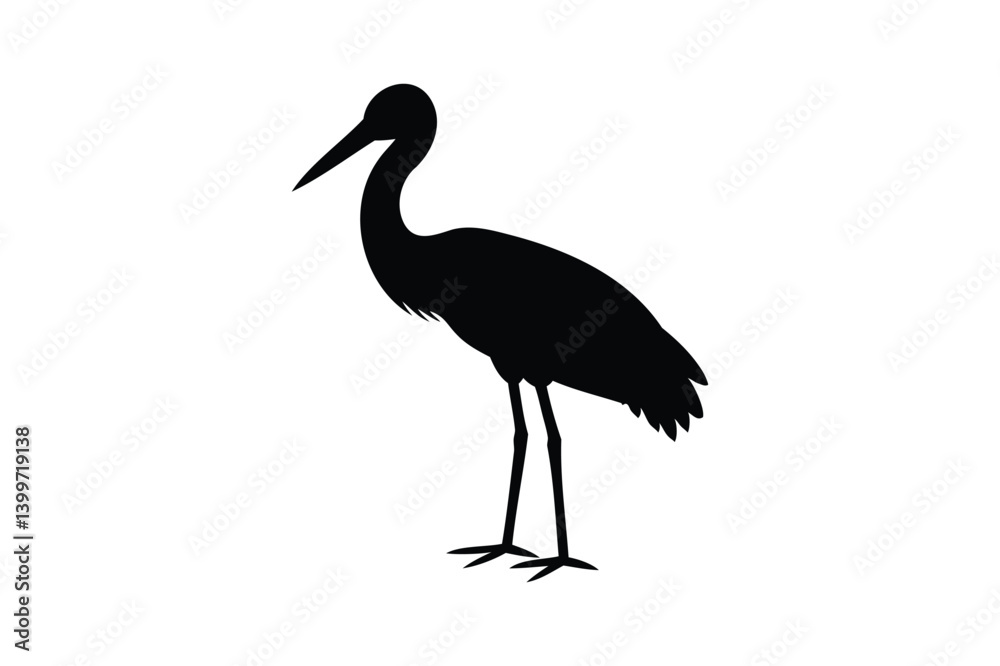 Fototapeta premium A stork silhouette on white background