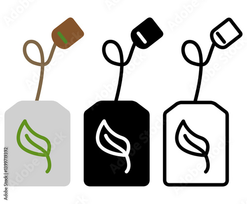 tea bag icon, simple flat style, illustration, logo sign symbol pictogram template, for ui or ux isolated on white for mobile app, editable
