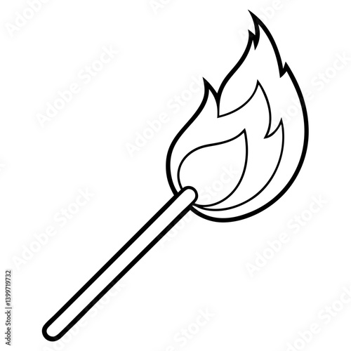 Match Outline Coloring Book Page Line Art Drawing