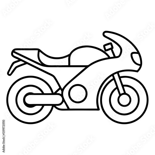 Motorcycle Outline Coloring Book Page Line Art