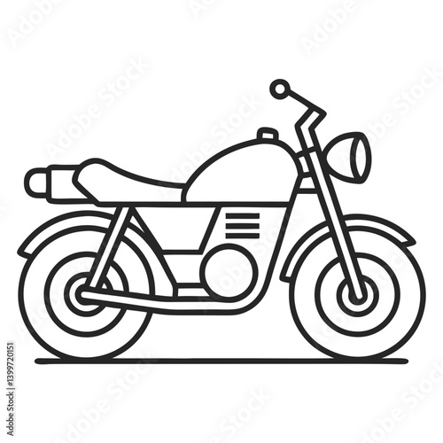 Motorcycle Outline Coloring Book Page Line Art