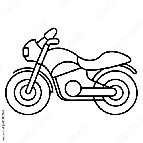 Motorcycle Outline Coloring Book Page Line Art