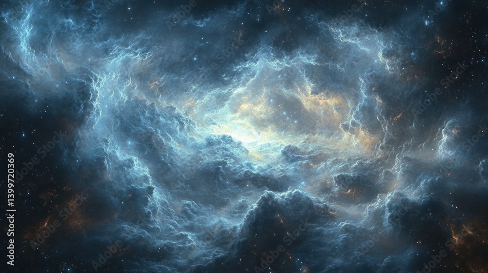 Cosmic nebula swirling, stellar clouds in deep space Cosmic nebula swirling, stellar clouds in deep space