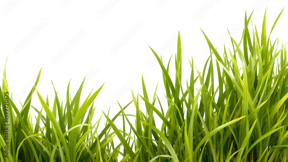 Fototapeta premium Fresh green grass isolated on white background and texture, clipping path